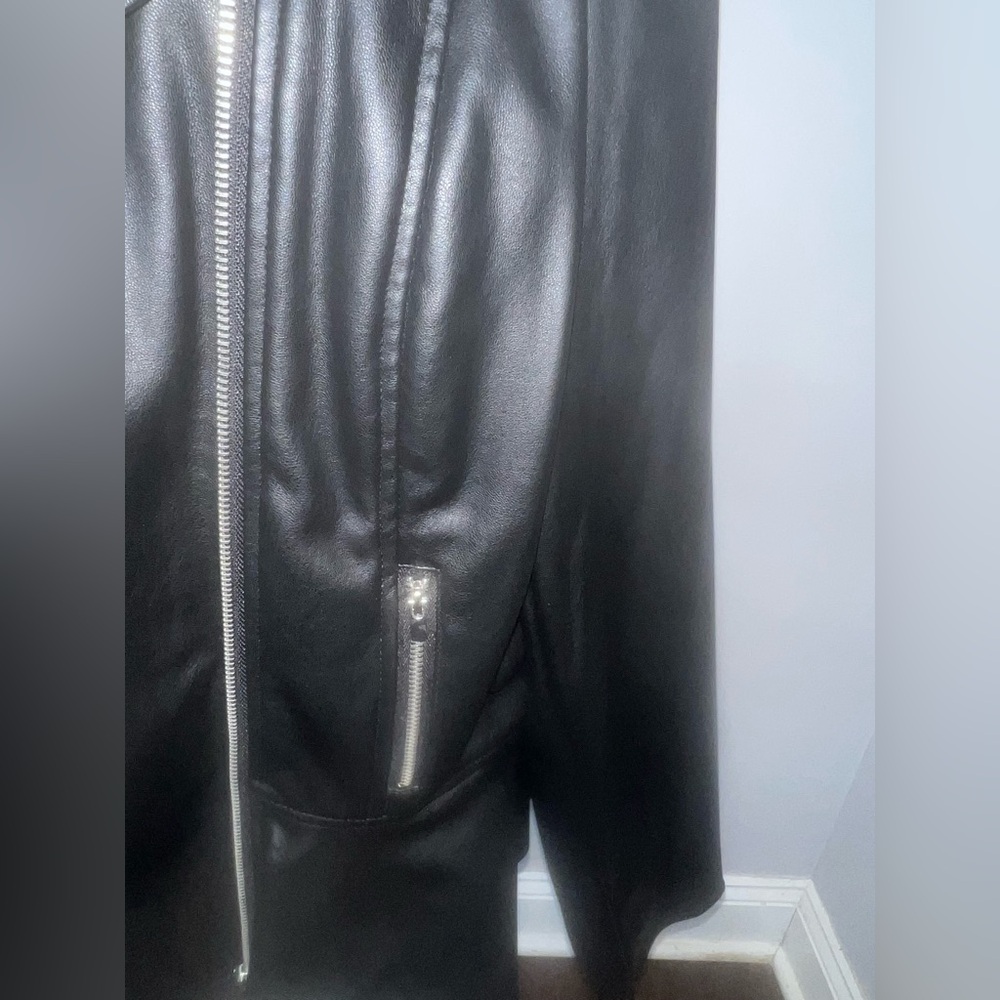 Women’s Jacket (Ashley Stewart Faux Leather Peplum Moto Jacket) - Picture 4 of 5